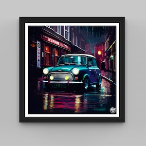 Classic Mini Cooper print - Mini Cooper wall art, Mini Cooper gift, Mini Cooper Poster, Classic Car Wall Art, Classic car poster, Auto art