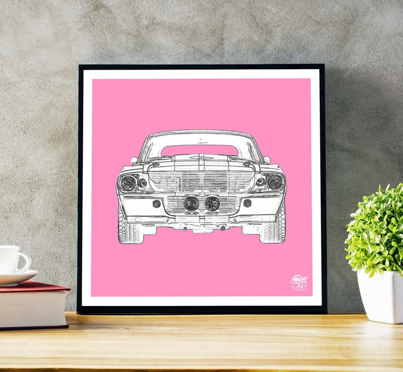 Ford Mustang GT500 Print Ford Wall Art, Ford Mustang Wall Art, Ford Mustang gifts, Muscle Car Print, Ford Wall Decor, Classic Car print image 1