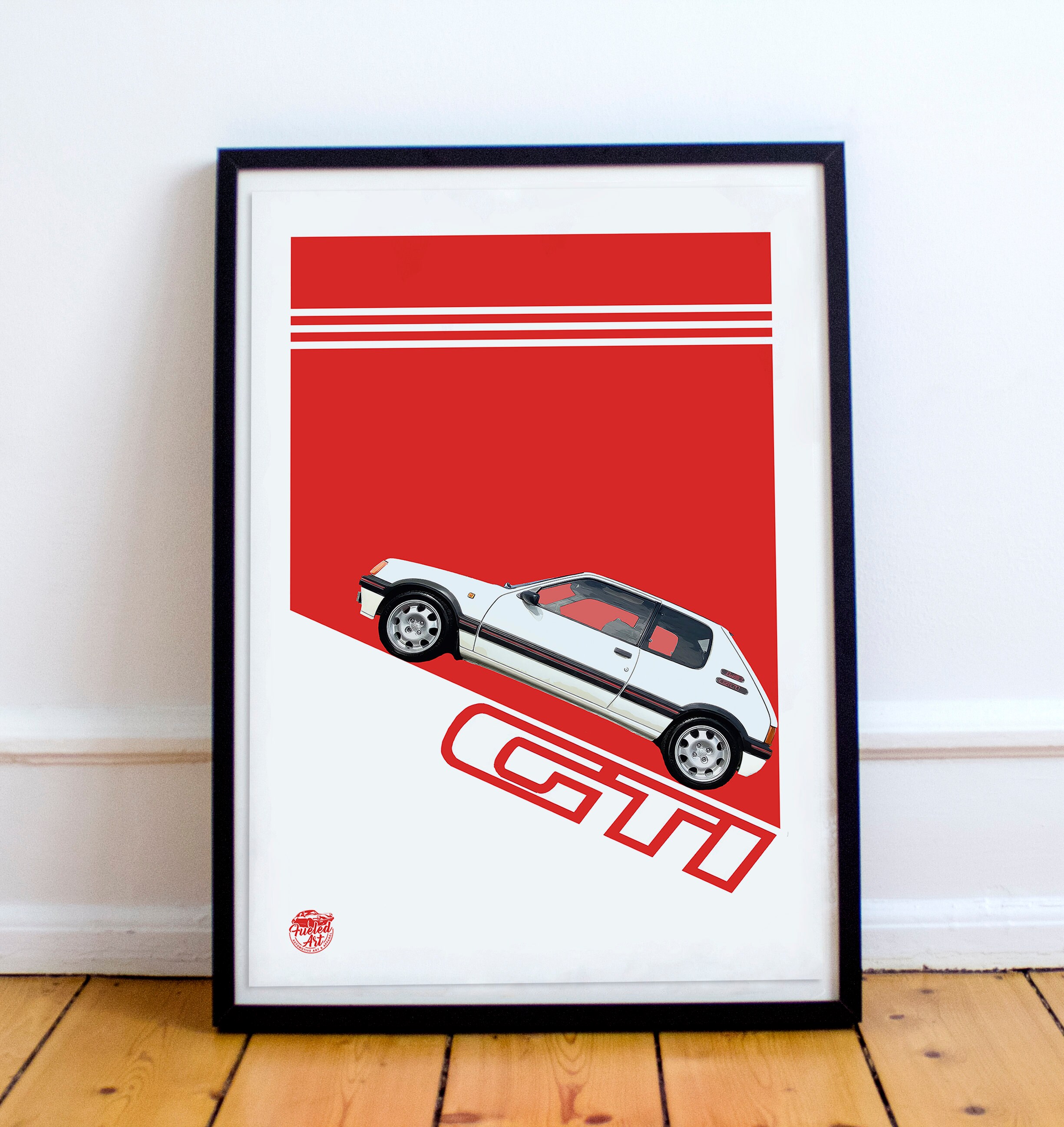 Poster Youngtimer - Peugeot 205 GTI Rouge