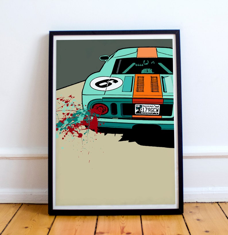 Ford GT40 Print Ford GT40 Wall Art, Man Cave Art, Ford GT Poster, Ford