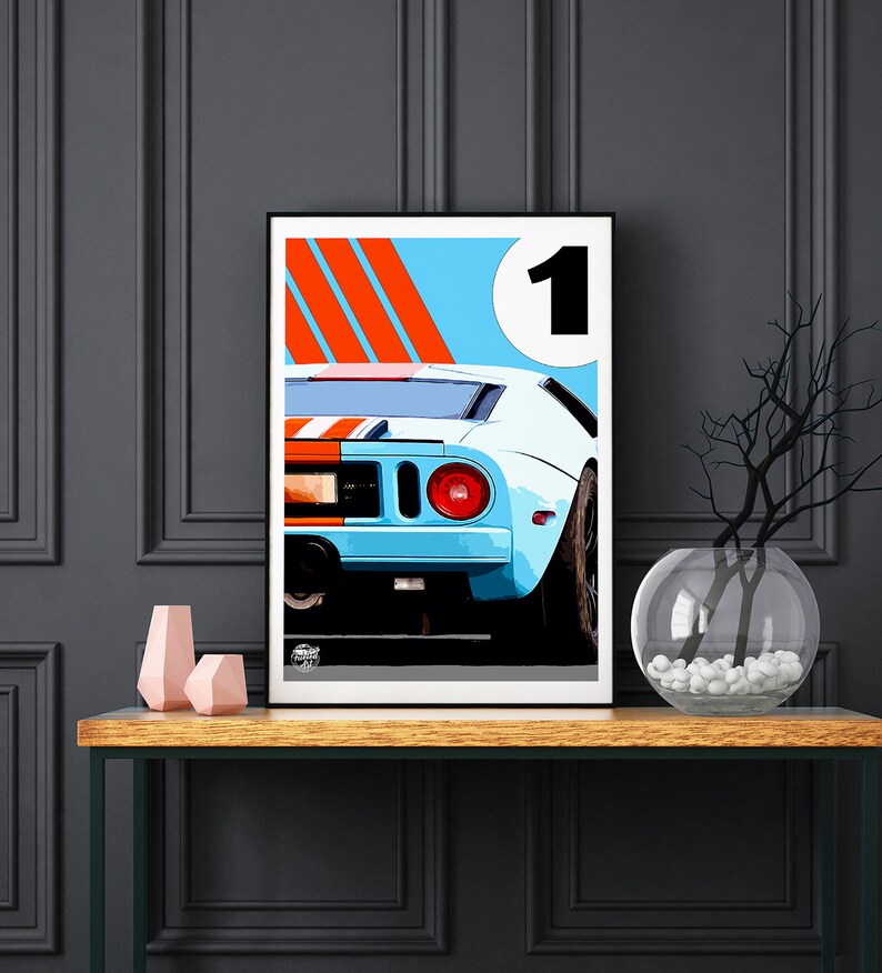 Ford GT Print Ford GT40 Wall Art, Man Cave Art, Ford GT Poster, Ford