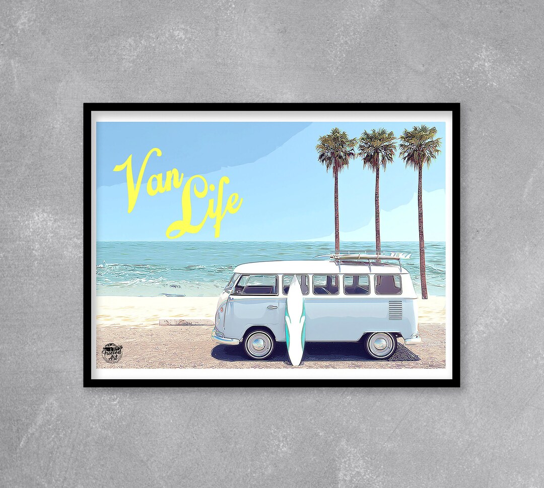 VW Campervan Print VW Campervan Gifts, Surf Print, Vw Camper Van Gifts