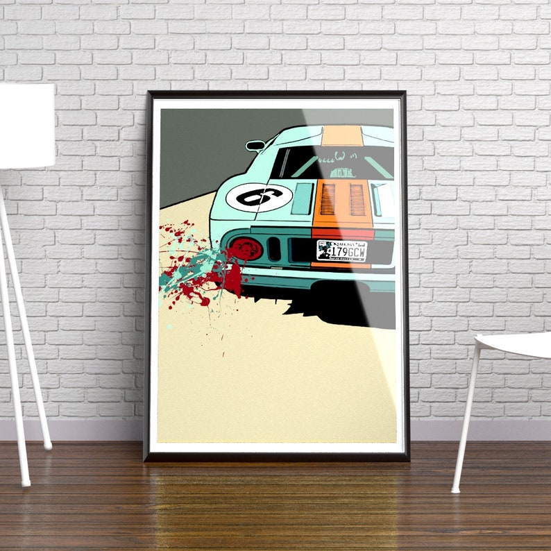 Ford GT40 Print Ford GT40 Wall Art, Man Cave Art, Ford GT Poster, Ford