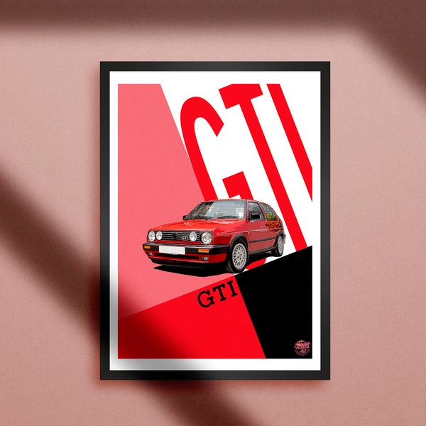 VW Golf Mk2 GTI print - Vw Golf Mk2 GTI poster, Hot Hatch print, Volkswagen Golf gti print, Vw Golf Mk2 gti wall art, Vw Golf Mk2 Gti gift