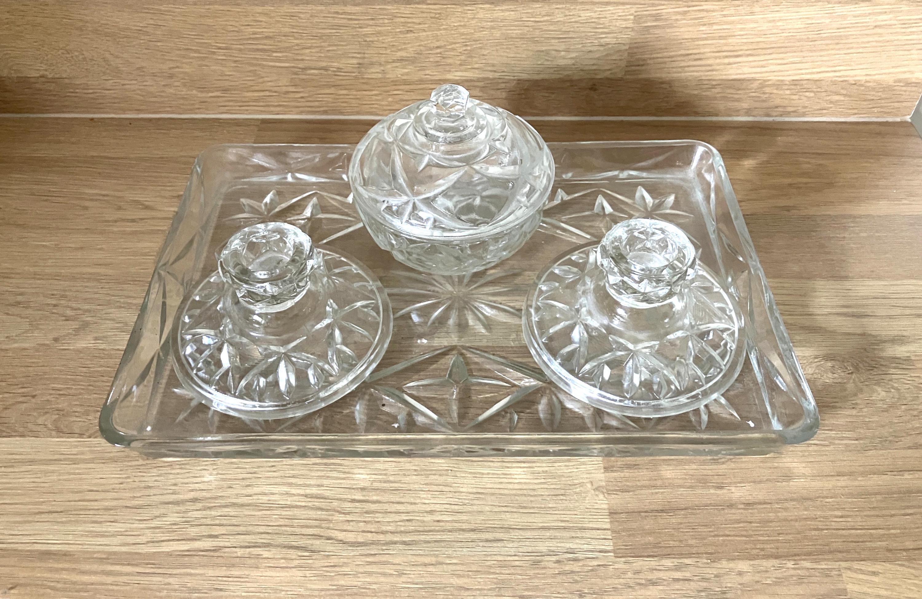 英国購入Vintage Cut-Glass Dressing Table Set 英国購入Vintage Cut-Glass Dressing Table Set Cut Glass Dressing