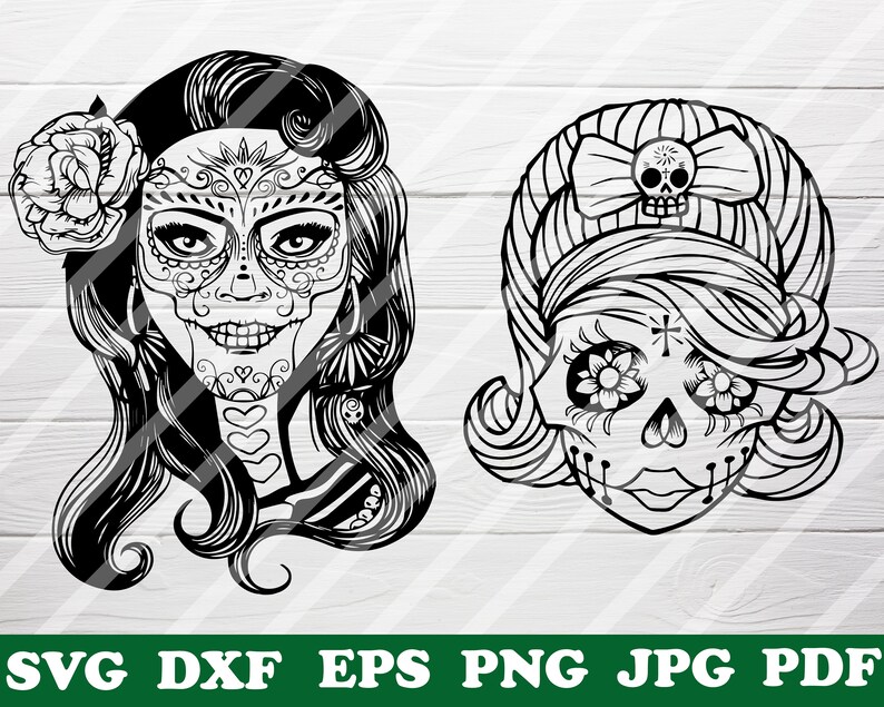 Download Sugar Skull Girl Svg Sugar Skull Girl Bundle Svg Floral | Etsy