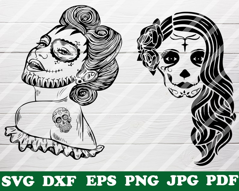 Download Sugar Skull Girl Svg Sugar Skull Girl Bundle Svg Floral | Etsy