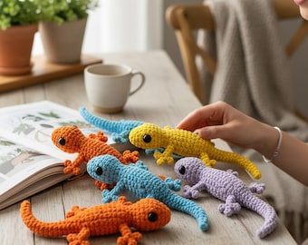 lizard Gecko Amigurumi crochet Pattern PNG | Mini Lizard Plush Crochet Tutorial | Velvet Reptile Toy
