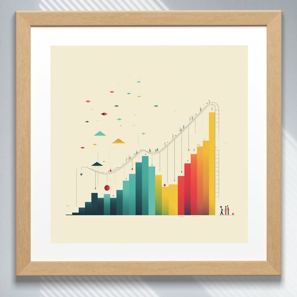 Data Coaster - Analytics Art Print | Minimalistic Illustration | Office Decor | Unique Office Art | Chart | Data Visualization