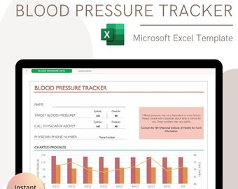 Automated Blood Pressure Tracker - Microsoft Excel Template | Instant Digital Download | User-Friendly | Physician-Ready Report