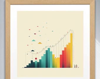 Daten Untersetzer - Analyse Kunstdruck | Minimalistische Illustration | Büro Deko | Einzigartige Bürokunst | Schaubild | Daten-Visualisierung