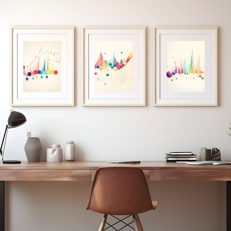 Set of 3 Analytics-Themed Digital Prints 8x10 & 12x12 Downloads Vibrant Graph, Data Illustrations Ideal for Offices, Workspaces image 3