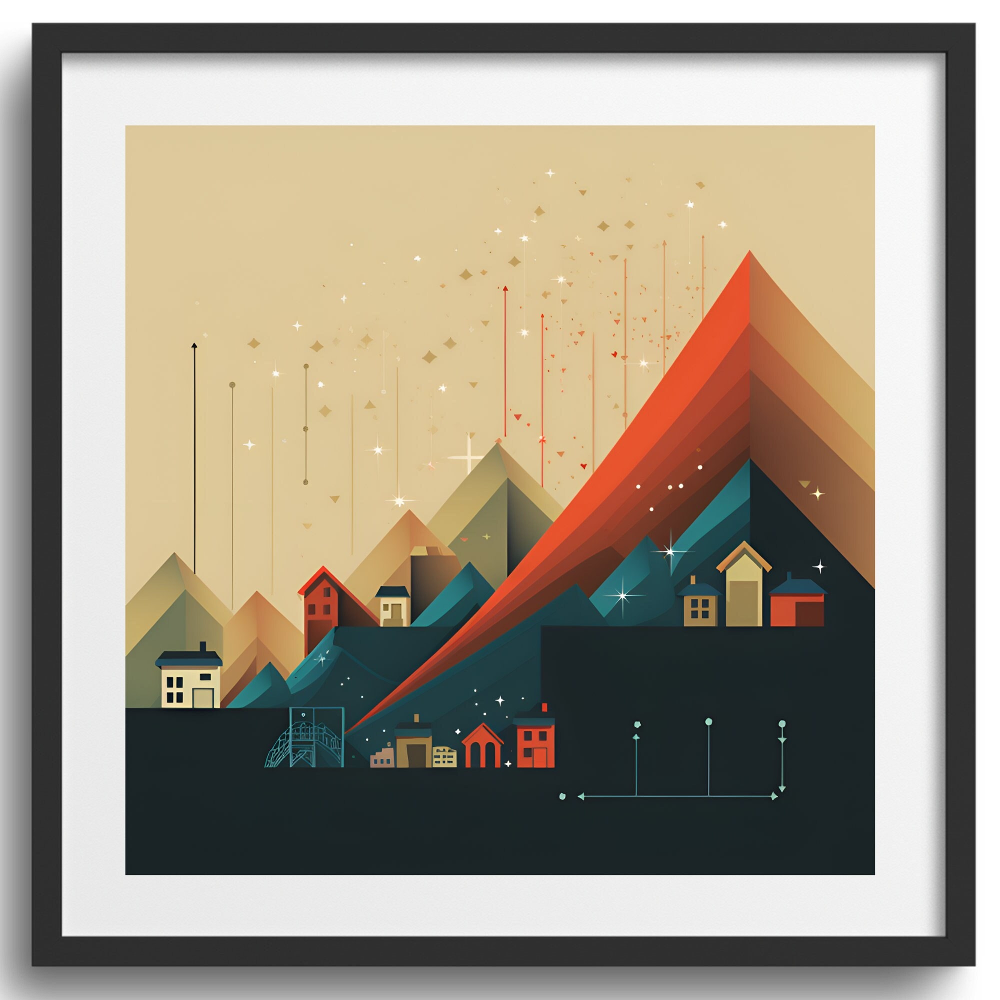 It Takes A Village - Digital Art Print | Wandkunst | Daten Kunstdruck | Daten Wandkunst | Büro Deko | Einzigartige Bürokunst