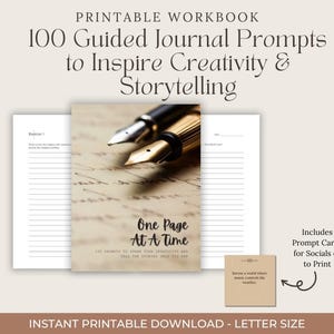Creative Writing Journal | 100 Storytelling Prompts + Notes | Digital Download PDF + Prompt Cards + Instagram Images | Writing Inspiration