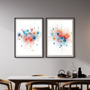 Set of 2 Data Science Art Prints - Vibrant Data Clusters | 8 x 10 & 12 x 12 | Instant Digital Download | Office Decor