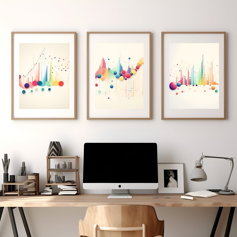 Set of 3 Analytics-Themed Digital Prints 8x10 & 12x12 Downloads Vibrant Graph, Data Illustrations Ideal for Offices, Workspaces image 7