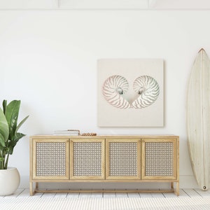 Beach Wall Art | Minimalist Seashell | Nautilus Shell Exterior Double | Seashell Print | Beach Decor | Fibonacci Spiral | Seashell Art Set