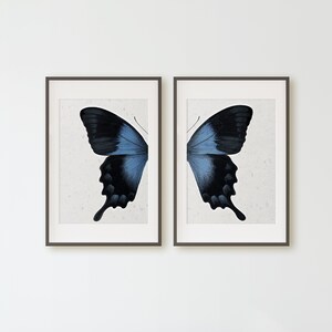 Minimalist Wall Art | Blue Gloss Swallowtail Print Set | Butterfly Wall Art Digital | Butterfly Art Print | Butterfly Print Download