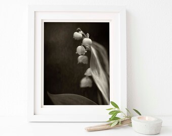 Printable Art | Sepia Floral | Lily of the Valley | Digital | Boho | Cottage | Minimalist | Dark | Boho Floral Wall Art