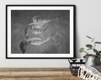 Digital Fern / Fern Wall Art / Danza giapponese Fern Botanical Wall Art / Download digitale / Bianco e nero / Arte botanica