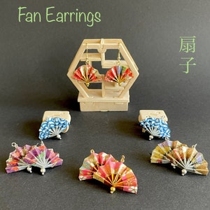 Orecchini a ventaglio origami, orecchini Sensu, ventagli, fatti a mano, artigianato giapponese, chic, kawaii, eleganti, per uso personale, feste, regali