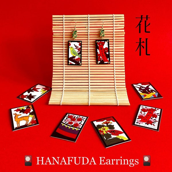 HANAFUDA Earrings Original, Flower Cards, Japanese craft, unique, chic, earrings for personal use, parties, gifts