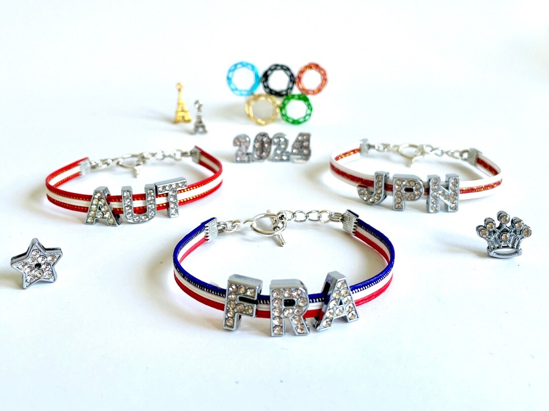 Bracelet à Breloques Jeux Olympiques Paris 2024 - Doré, Acier Inoxydable - Neuf Avec étiquettes
