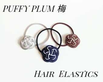 18 Mizuhiki Puffy Plum Hair ties, Hair elastics for women, Hair Accessories, Japanese Craft, Ume Knot, Personal Use, Gift, Birthday Present,