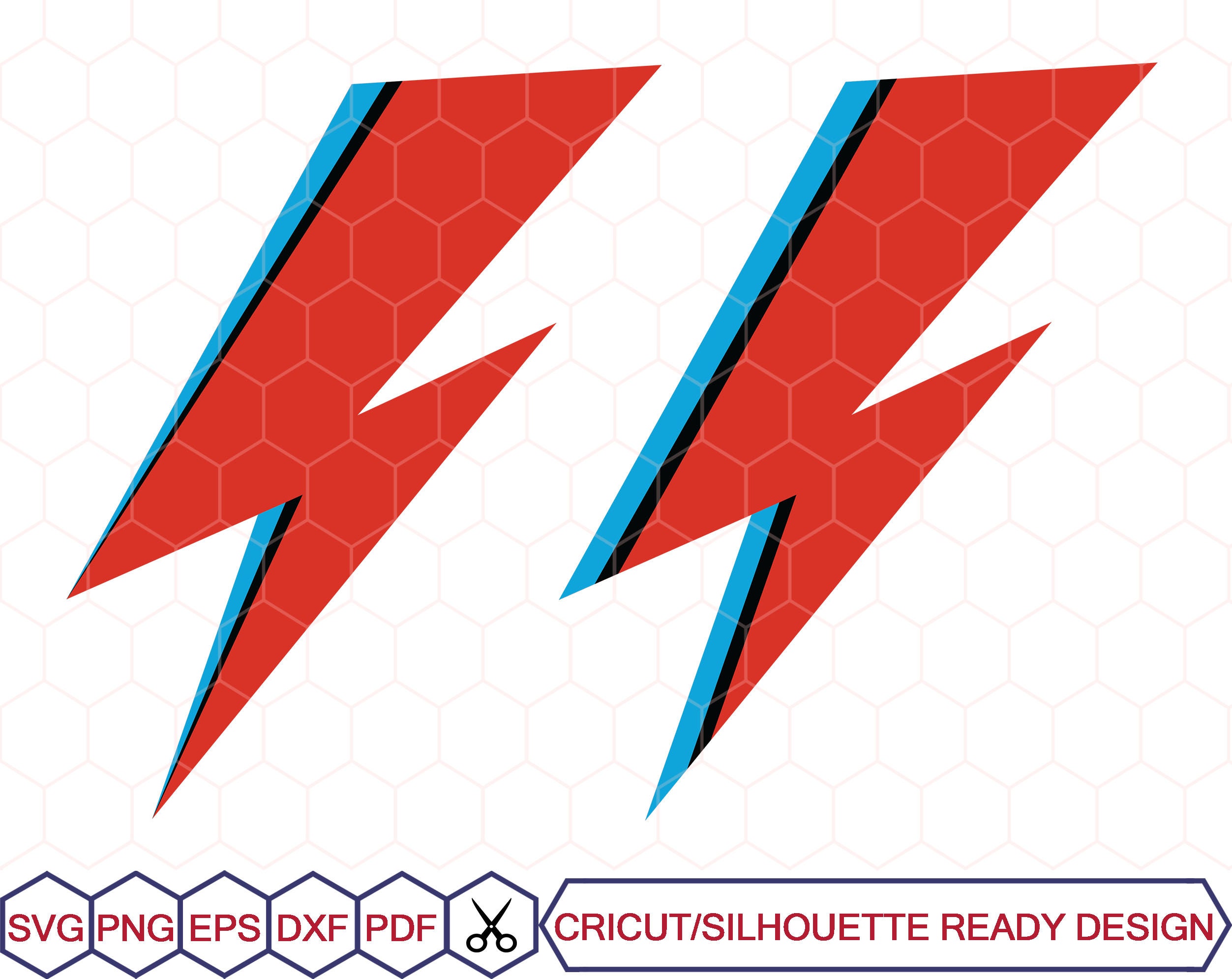 Bowie Aladdin Sane Lightning Bolt Two SVG - Etsy