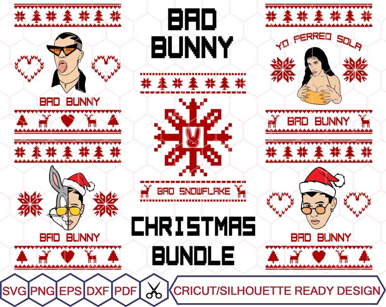 Download Bad Bunny Christmas Bundle Bad Bunny svg El Conejo Malo | Etsy