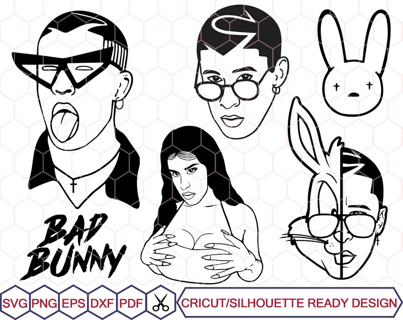 Download Bad Bunny Face Bad Bunny svg El Conejo Malo Yo Perreo | Etsy