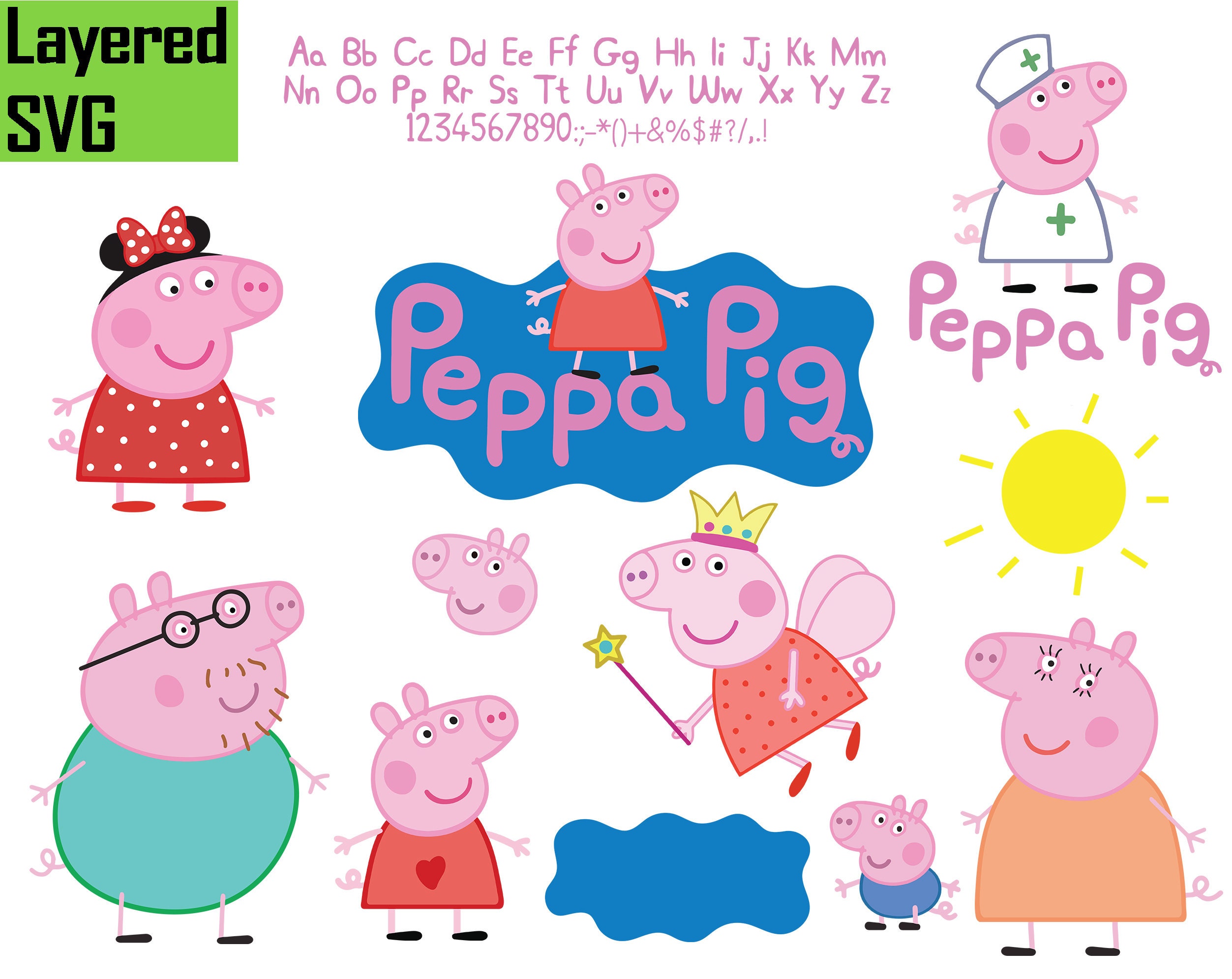 Peppa Pig Bundle Peppa Pig Svg Peppa Pig Printable Cricut Peppa Pig