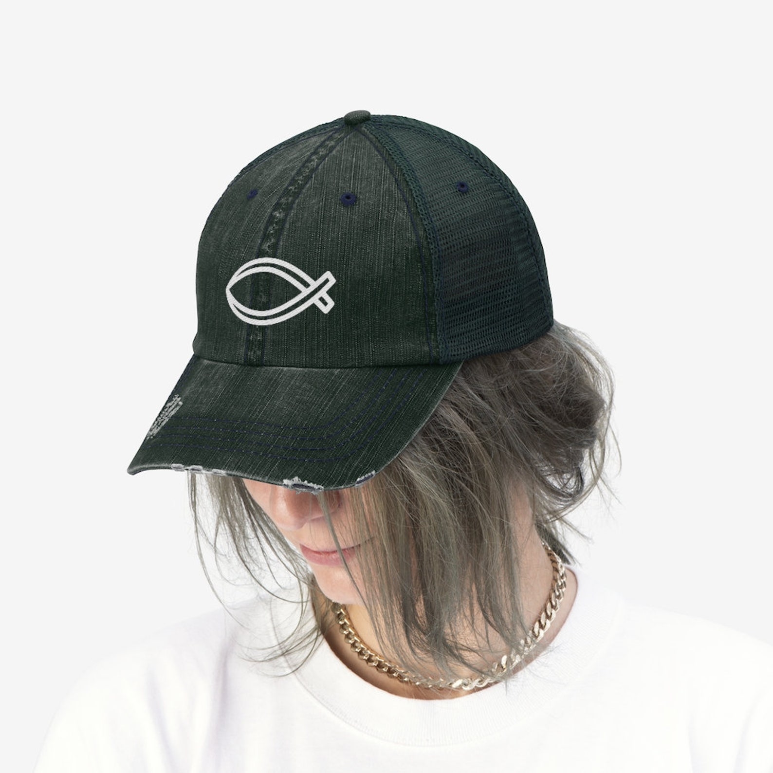 ἸΧΘΥΣ Ichthys Christian Trucker Hat Christian Fish Etsy