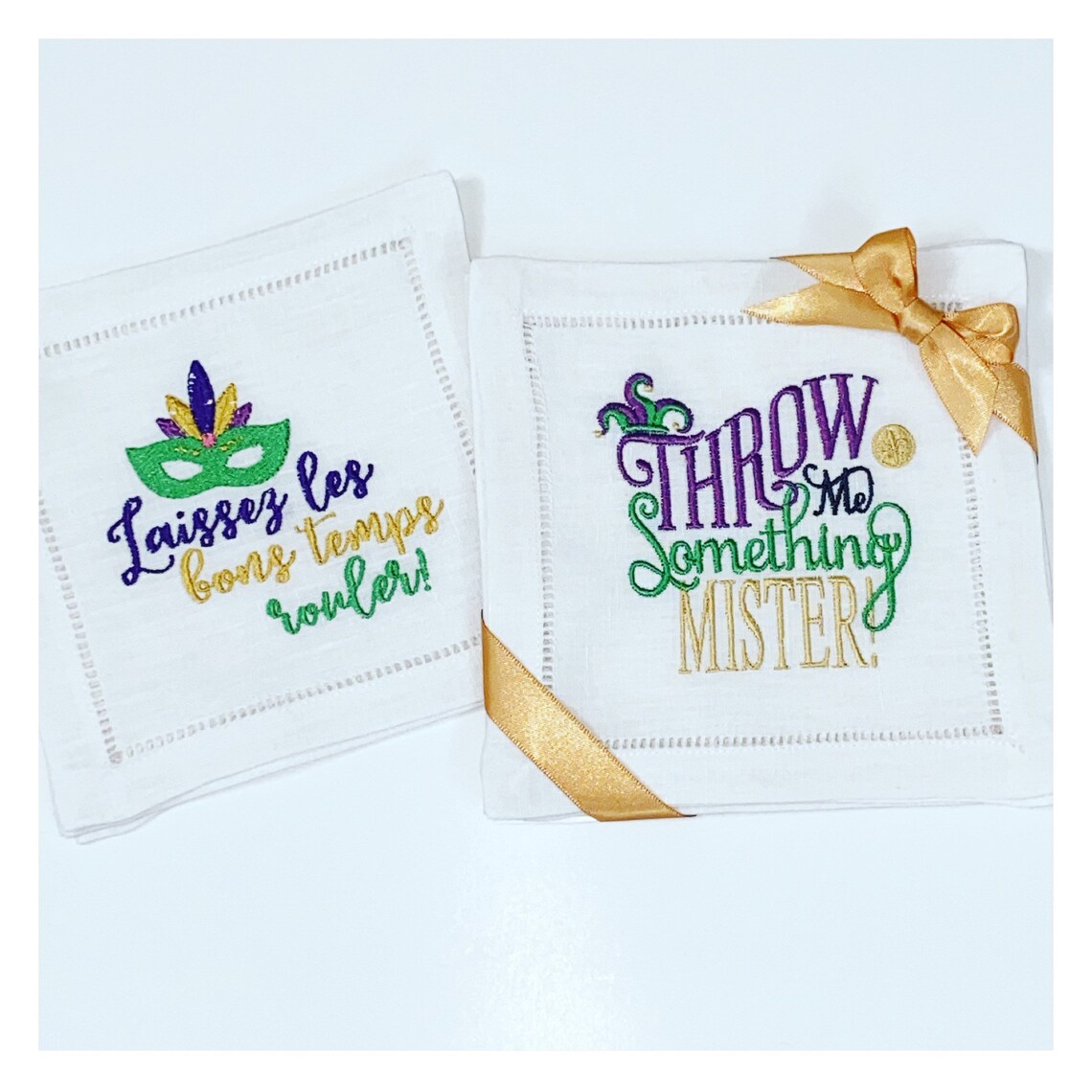 Mardi Gras cocktail Napkins throw me something mister Etsy