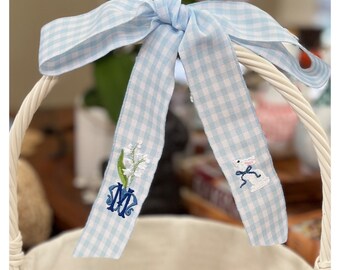 Embroidered ribbon, personalized ribbon, monogrammed ribbon, Easter basket ribbon