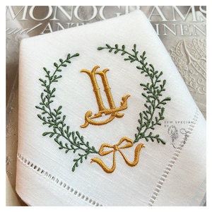 Monogrammed Linen Hemstiched Napkins, personalized linens, monogrammed linen napkins, wedding gift, wedding monogram