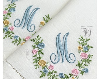 Embroidered Linen Hemstiched Napkins