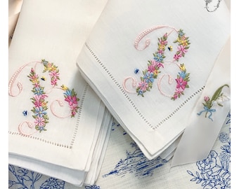 Embroidered Linen Hemstiched Napkins