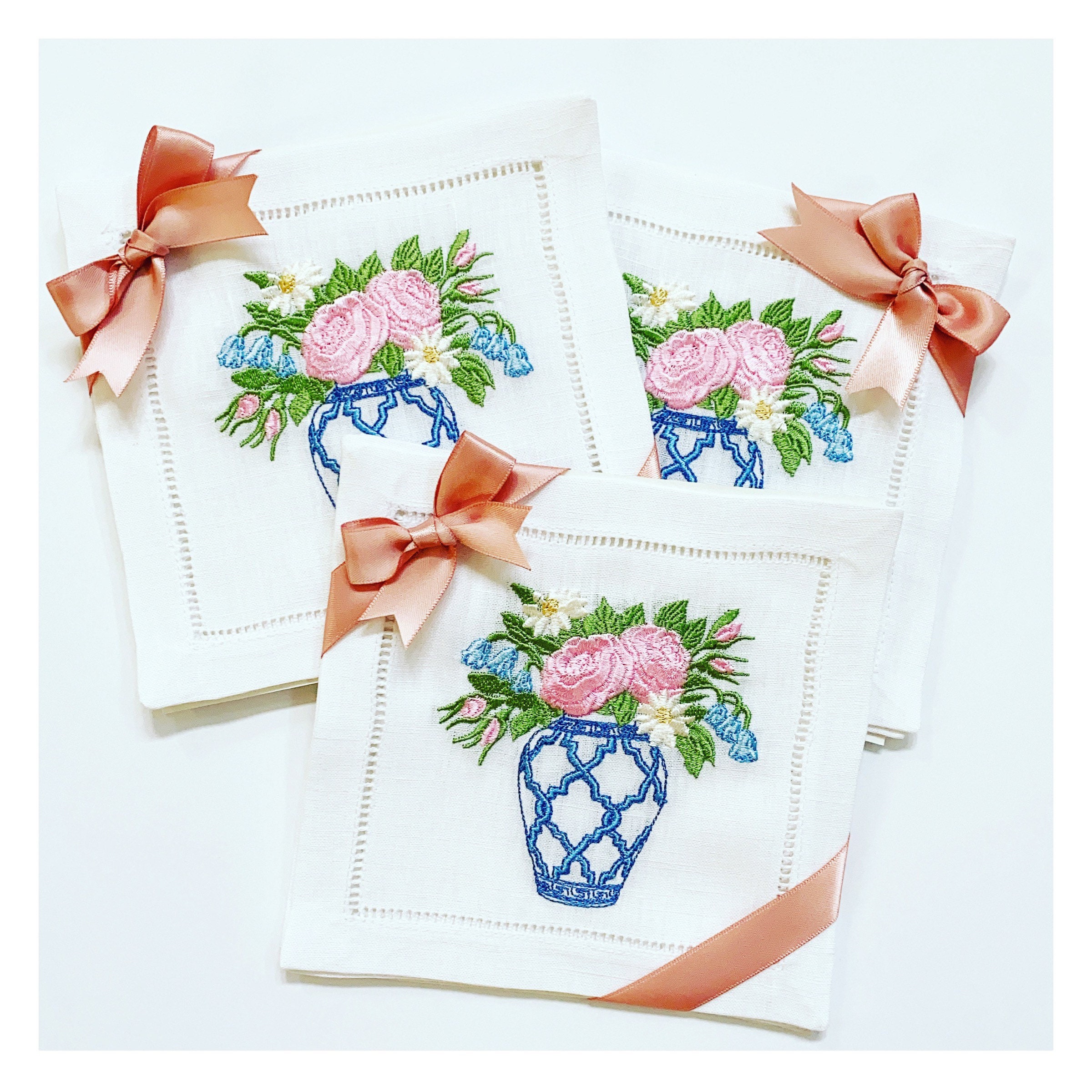 Chinoiserie Cocktail Napkins ginger jar flower arrangement Etsy