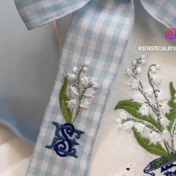 Embroidered ribbon, personalized ribbon, monogrammed ribbon, Easter basket ribbon