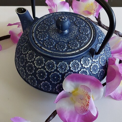 Vintage Japanesestyle Cast Iron Teapot With Stainless Steel Etsy