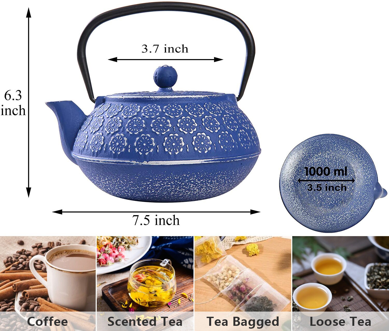 Vintage Japanesestyle Cast Iron Teapot With Stainless Steel Etsy