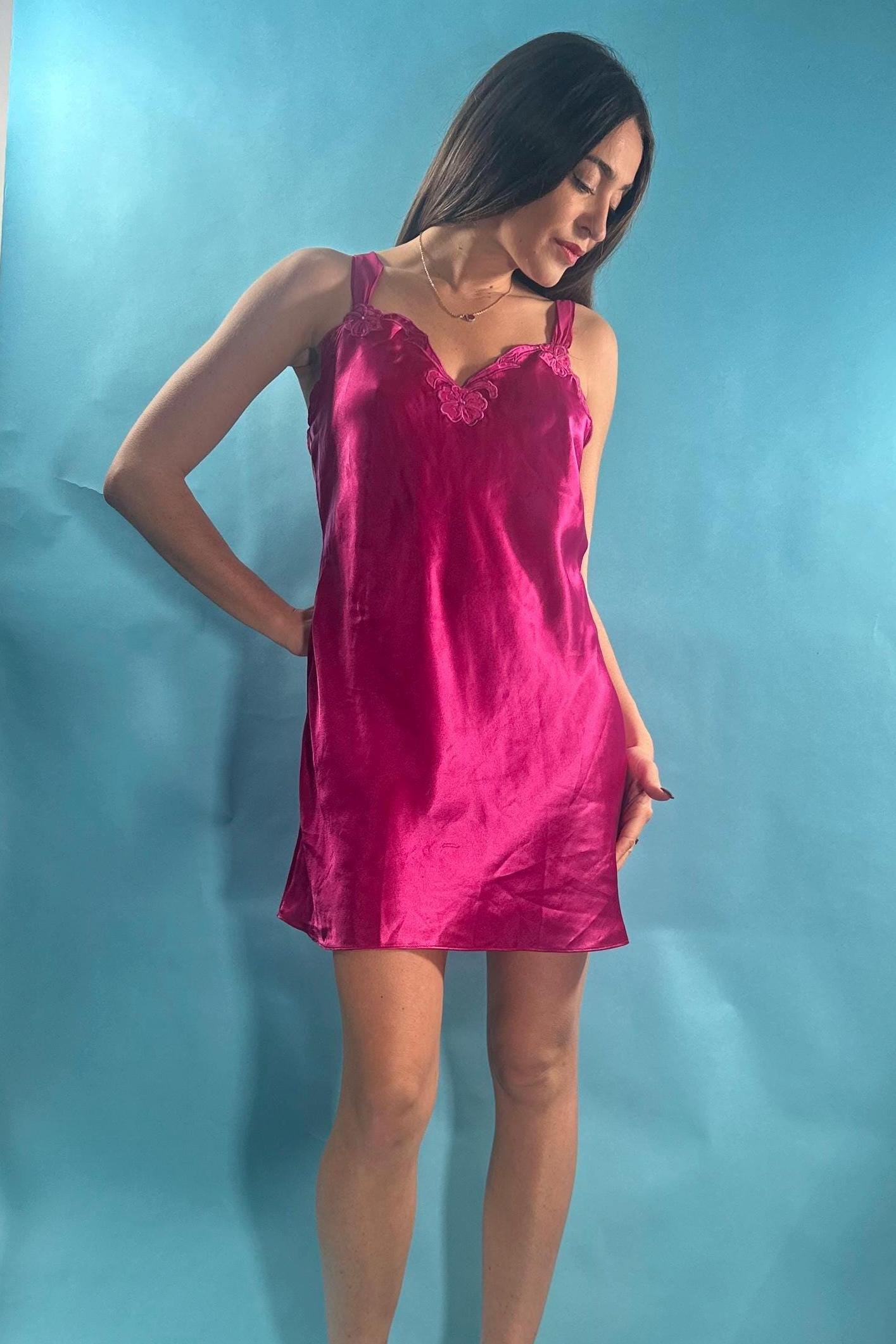 Vintage 90s Hot Cerise Pink Grunge Festival Mini Slip Dress - Etsy