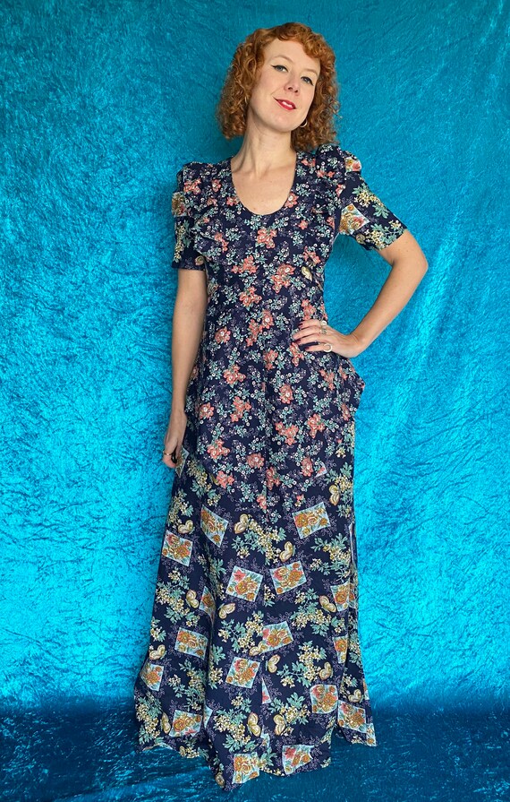 Vintage 1970s floral cotton maxi dress