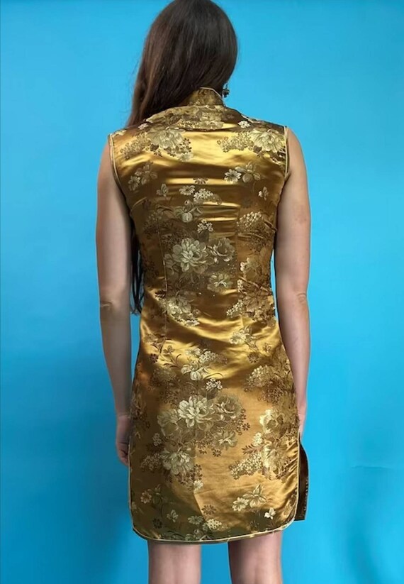 Vintage Chinoiserie Gold Jacquard Dress. - image 4