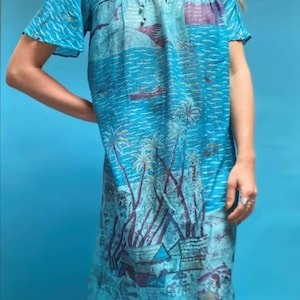 Vintage Tropical Printed Semi Sheer Beach Dress.