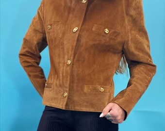 Brown Vintage Jacket with Gold Buttons.