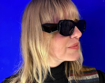 Gafas de sol rectangulares vintage de diseñador - Negras