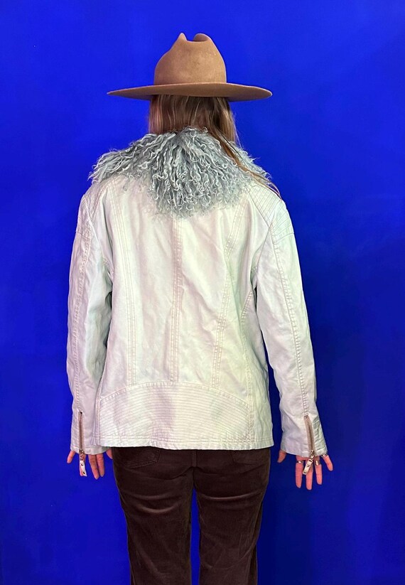 YANGI Vintage Washed Faux Leather Jacket