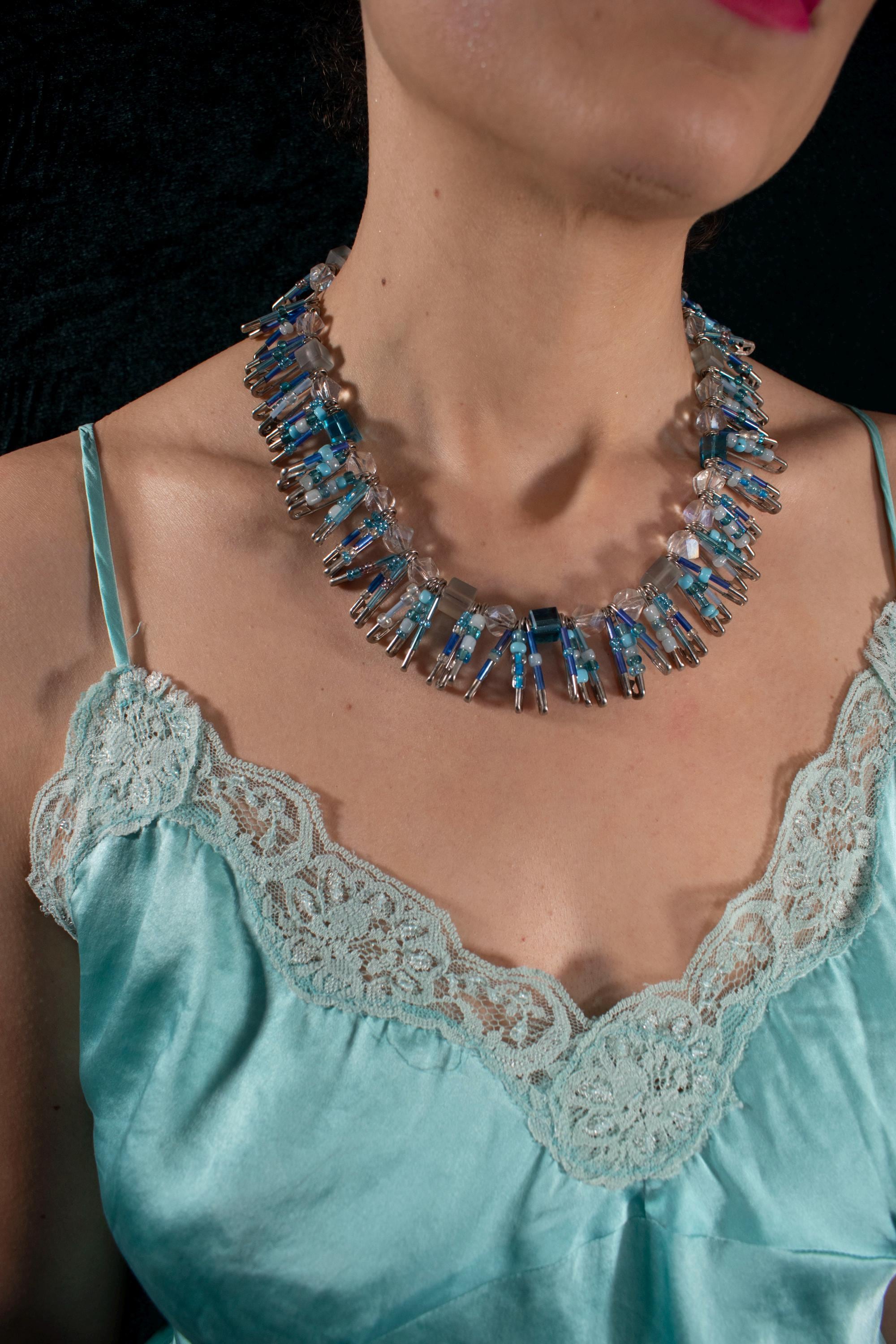 Handmade Up-cycled Necklace - Zandra Beaded Safety Pins